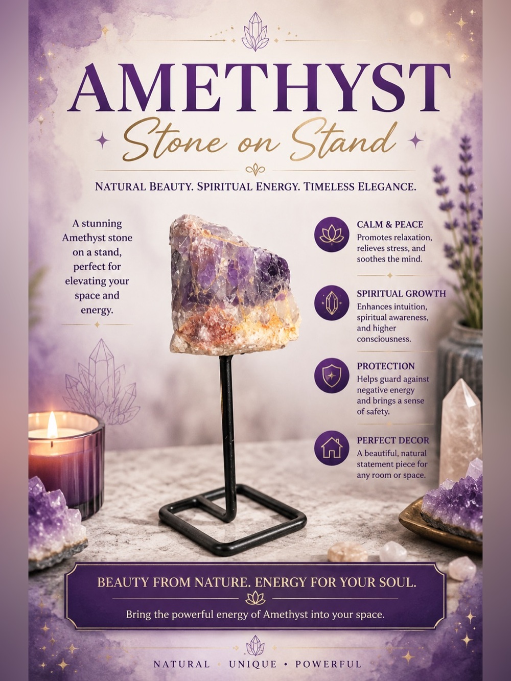 Amethyst Stone on Stand